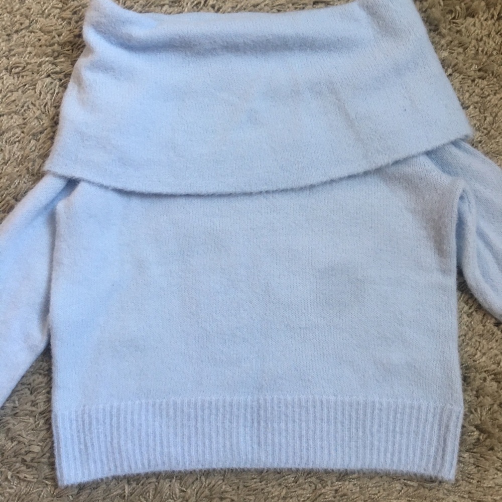H&M baby blue over the shoulder cropped sweater